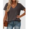 imagePRETTYGARDEN Womens Tops Short Sleeve Oversized Tshirts Shirts 2026 Summer Casual V Neck Loose Basic Tees Spring Tunic BlouseDark Grey