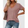 imagePRETTYGARDEN Womens Tops Short Sleeve Oversized Tshirts Shirts 2026 Summer Casual V Neck Loose Basic Tees Spring Tunic BlouseDusty Pink