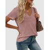 imagePRETTYGARDEN Womens Tops Short Sleeve Oversized Tshirts Shirts 2026 Summer Casual V Neck Loose Basic Tees Spring Tunic BlouseDusty Pink