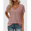 imagePRETTYGARDEN Womens Tops Short Sleeve Oversized Tshirts Shirts 2026 Summer Casual V Neck Loose Basic Tees Spring Tunic BlouseDusty Pink