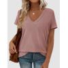 imagePRETTYGARDEN Womens Tops Short Sleeve Oversized Tshirts Shirts 2026 Summer Casual V Neck Loose Basic Tees Spring Tunic BlouseDusty Pink