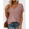 imagePRETTYGARDEN Womens Tops Short Sleeve Oversized Tshirts Shirts 2026 Summer Casual V Neck Loose Basic Tees Spring Tunic BlouseDusty Pink