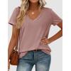 imagePRETTYGARDEN Womens Tops Short Sleeve Oversized Tshirts Shirts 2026 Summer Casual V Neck Loose Basic Tees Spring Tunic BlouseDusty Pink