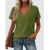 imagePRETTYGARDEN Womens Tops Short Sleeve Oversized Tshirts Shirts 2026 Summer Casual V Neck Loose Basic Tees Spring Tunic BlouseGreen