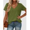 imagePRETTYGARDEN Womens Tops Short Sleeve Oversized Tshirts Shirts 2026 Summer Casual V Neck Loose Basic Tees Spring Tunic BlouseGreen