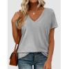 imagePRETTYGARDEN Womens Tops Short Sleeve Oversized Tshirts Shirts 2026 Summer Casual V Neck Loose Basic Tees Spring Tunic BlouseGrey