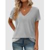 imagePRETTYGARDEN Womens Tops Short Sleeve Oversized Tshirts Shirts 2026 Summer Casual V Neck Loose Basic Tees Spring Tunic BlouseGrey