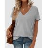 imagePRETTYGARDEN Womens Tops Short Sleeve Oversized Tshirts Shirts 2026 Summer Casual V Neck Loose Basic Tees Spring Tunic BlouseGrey