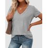 imagePRETTYGARDEN Womens Tops Short Sleeve Oversized Tshirts Shirts 2026 Summer Casual V Neck Loose Basic Tees Spring Tunic BlouseGrey