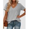 imagePRETTYGARDEN Womens Tops Short Sleeve Oversized Tshirts Shirts 2026 Summer Casual V Neck Loose Basic Tees Spring Tunic BlouseGrey