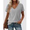 imagePRETTYGARDEN Womens Tops Short Sleeve Oversized Tshirts Shirts 2026 Summer Casual V Neck Loose Basic Tees Spring Tunic BlouseGrey