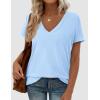 imagePRETTYGARDEN Womens Tops Short Sleeve Oversized Tshirts Shirts 2026 Summer Casual V Neck Loose Basic Tees Spring Tunic BlouseLight Blue