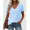 imagePRETTYGARDEN Womens Tops Short Sleeve Oversized Tshirts Shirts 2026 Summer Casual V Neck Loose Basic Tees Spring Tunic BlouseLight Blue