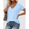 imagePRETTYGARDEN Womens Tops Short Sleeve Oversized Tshirts Shirts 2026 Summer Casual V Neck Loose Basic Tees Spring Tunic BlouseLight Blue