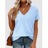 imagePRETTYGARDEN Womens Tops Short Sleeve Oversized Tshirts Shirts 2026 Summer Casual V Neck Loose Basic Tees Spring Tunic BlouseLight Blue