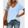 imagePRETTYGARDEN Womens Tops Short Sleeve Oversized Tshirts Shirts 2026 Summer Casual V Neck Loose Basic Tees Spring Tunic BlouseLight Blue