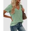 imagePRETTYGARDEN Womens Tops Short Sleeve Oversized Tshirts Shirts 2026 Summer Casual V Neck Loose Basic Tees Spring Tunic BlouseLight Green