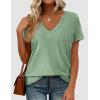 imagePRETTYGARDEN Womens Tops Short Sleeve Oversized Tshirts Shirts 2026 Summer Casual V Neck Loose Basic Tees Spring Tunic BlouseLight Green