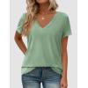 imagePRETTYGARDEN Womens Tops Short Sleeve Oversized Tshirts Shirts 2026 Summer Casual V Neck Loose Basic Tees Spring Tunic BlouseLight Green