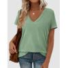 imagePRETTYGARDEN Womens Tops Short Sleeve Oversized Tshirts Shirts 2026 Summer Casual V Neck Loose Basic Tees Spring Tunic BlouseLight Green