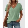imagePRETTYGARDEN Womens Tops Short Sleeve Oversized Tshirts Shirts 2026 Summer Casual V Neck Loose Basic Tees Spring Tunic BlouseLight Green