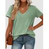 imagePRETTYGARDEN Womens Tops Short Sleeve Oversized Tshirts Shirts 2026 Summer Casual V Neck Loose Basic Tees Spring Tunic BlouseLight Green