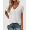 imagePRETTYGARDEN Womens Tops Short Sleeve Oversized Tshirts Shirts 2026 Summer Casual V Neck Loose Basic Tees Spring Tunic BlouseLight Grey