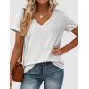 imagePRETTYGARDEN Womens Tops Short Sleeve Oversized Tshirts Shirts 2026 Summer Casual V Neck Loose Basic Tees Spring Tunic BlouseLight Grey
