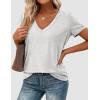 imagePRETTYGARDEN Womens Tops Short Sleeve Oversized Tshirts Shirts 2026 Summer Casual V Neck Loose Basic Tees Spring Tunic BlouseLight Grey