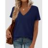 imagePRETTYGARDEN Womens Tops Short Sleeve Oversized Tshirts Shirts 2026 Summer Casual V Neck Loose Basic Tees Spring Tunic BlouseNavy Blue