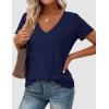 imagePRETTYGARDEN Womens Tops Short Sleeve Oversized Tshirts Shirts 2026 Summer Casual V Neck Loose Basic Tees Spring Tunic BlouseNavy Blue