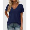 imagePRETTYGARDEN Womens Tops Short Sleeve Oversized Tshirts Shirts 2026 Summer Casual V Neck Loose Basic Tees Spring Tunic BlouseNavy Blue