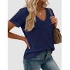 imagePRETTYGARDEN Womens Tops Short Sleeve Oversized Tshirts Shirts 2026 Summer Casual V Neck Loose Basic Tees Spring Tunic BlouseNavy Blue