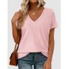 imagePRETTYGARDEN Womens Tops Short Sleeve Oversized Tshirts Shirts 2026 Summer Casual V Neck Loose Basic Tees Spring Tunic BlousePink