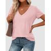 imagePRETTYGARDEN Womens Tops Short Sleeve Oversized Tshirts Shirts 2026 Summer Casual V Neck Loose Basic Tees Spring Tunic BlousePink