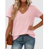 imagePRETTYGARDEN Womens Tops Short Sleeve Oversized Tshirts Shirts 2026 Summer Casual V Neck Loose Basic Tees Spring Tunic BlousePink