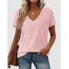 imagePRETTYGARDEN Womens Tops Short Sleeve Oversized Tshirts Shirts 2026 Summer Casual V Neck Loose Basic Tees Spring Tunic BlousePink