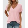 imagePRETTYGARDEN Womens Tops Short Sleeve Oversized Tshirts Shirts 2026 Summer Casual V Neck Loose Basic Tees Spring Tunic BlousePink