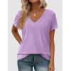 imagePRETTYGARDEN Womens Tops Short Sleeve Oversized Tshirts Shirts 2026 Summer Casual V Neck Loose Basic Tees Spring Tunic BlousePurple