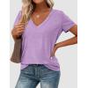 imagePRETTYGARDEN Womens Tops Short Sleeve Oversized Tshirts Shirts 2026 Summer Casual V Neck Loose Basic Tees Spring Tunic BlousePurple