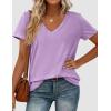 imagePRETTYGARDEN Womens Tops Short Sleeve Oversized Tshirts Shirts 2026 Summer Casual V Neck Loose Basic Tees Spring Tunic BlousePurple