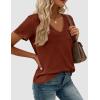 imagePRETTYGARDEN Womens Tops Short Sleeve Oversized Tshirts Shirts 2026 Summer Casual V Neck Loose Basic Tees Spring Tunic BlouseRust Red