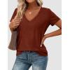 imagePRETTYGARDEN Womens Tops Short Sleeve Oversized Tshirts Shirts 2026 Summer Casual V Neck Loose Basic Tees Spring Tunic BlouseRust Red