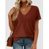 imagePRETTYGARDEN Womens Tops Short Sleeve Oversized Tshirts Shirts 2026 Summer Casual V Neck Loose Basic Tees Spring Tunic BlouseRust Red