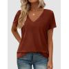 imagePRETTYGARDEN Womens Tops Short Sleeve Oversized Tshirts Shirts 2026 Summer Casual V Neck Loose Basic Tees Spring Tunic BlouseRust Red