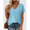imagePRETTYGARDEN Womens Tops Short Sleeve Oversized Tshirts Shirts 2026 Summer Casual V Neck Loose Basic Tees Spring Tunic BlouseSky Blue