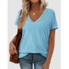 imagePRETTYGARDEN Womens Tops Short Sleeve Oversized Tshirts Shirts 2026 Summer Casual V Neck Loose Basic Tees Spring Tunic BlouseSky Blue
