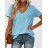 imagePRETTYGARDEN Womens Tops Short Sleeve Oversized Tshirts Shirts 2026 Summer Casual V Neck Loose Basic Tees Spring Tunic BlouseSky Blue