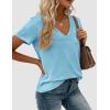 imagePRETTYGARDEN Womens Tops Short Sleeve Oversized Tshirts Shirts 2026 Summer Casual V Neck Loose Basic Tees Spring Tunic BlouseSky Blue