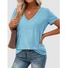 imagePRETTYGARDEN Womens Tops Short Sleeve Oversized Tshirts Shirts 2026 Summer Casual V Neck Loose Basic Tees Spring Tunic BlouseSky Blue